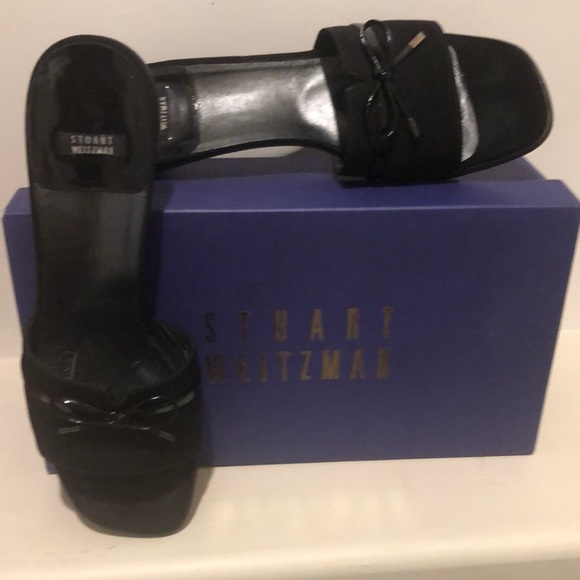 Stuart Weitzman Little Black Slide Size 9B - Picture 3 of 7